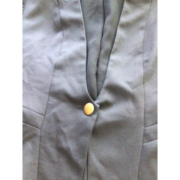 Forever 21 Jacket SzS Black Button Sheer Sleeves Long V Neck Pre-Owned - Picture 4 of 10